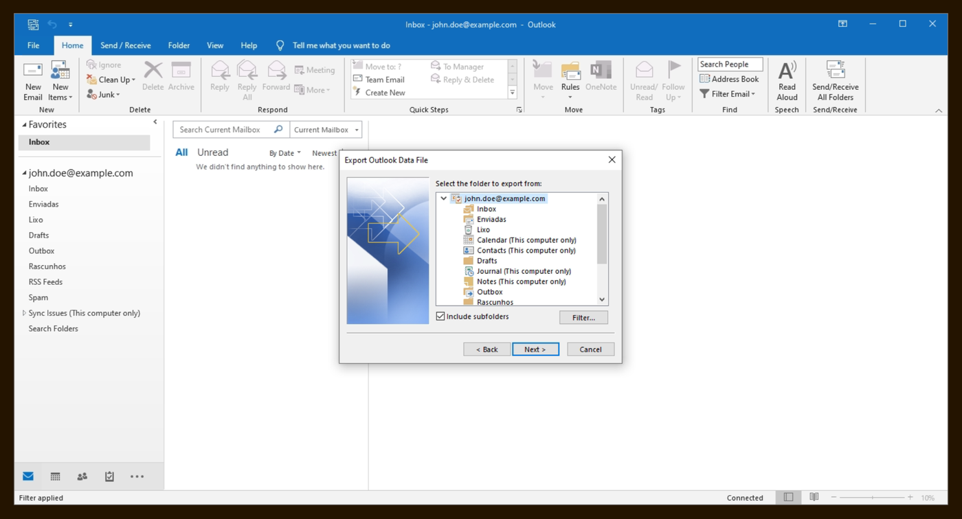 Choose the folder to export