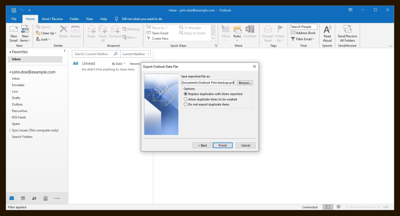 Save the .pst file