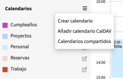 Menú de los calendarios
