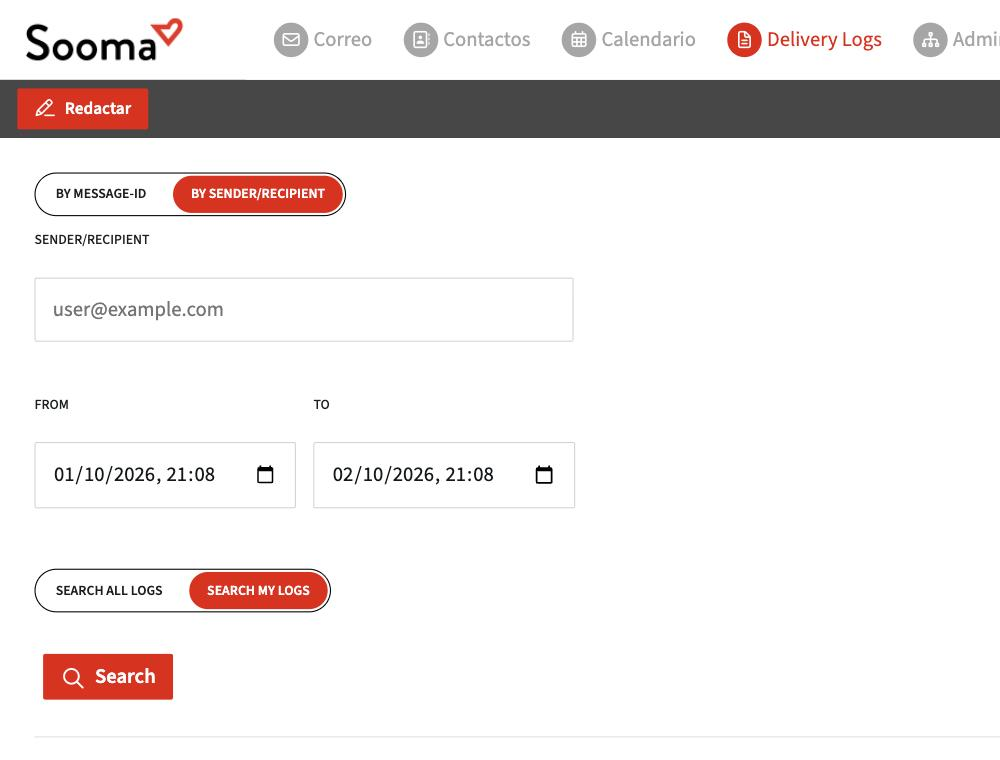 Búsqueda en los registros de entrega