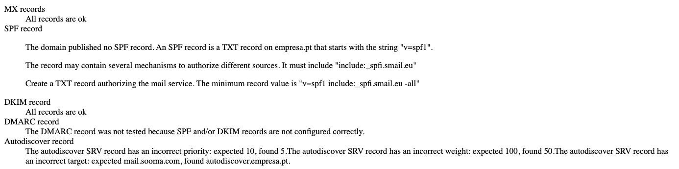 Risultato del test DNS