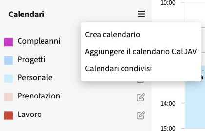 Menu dei calendari