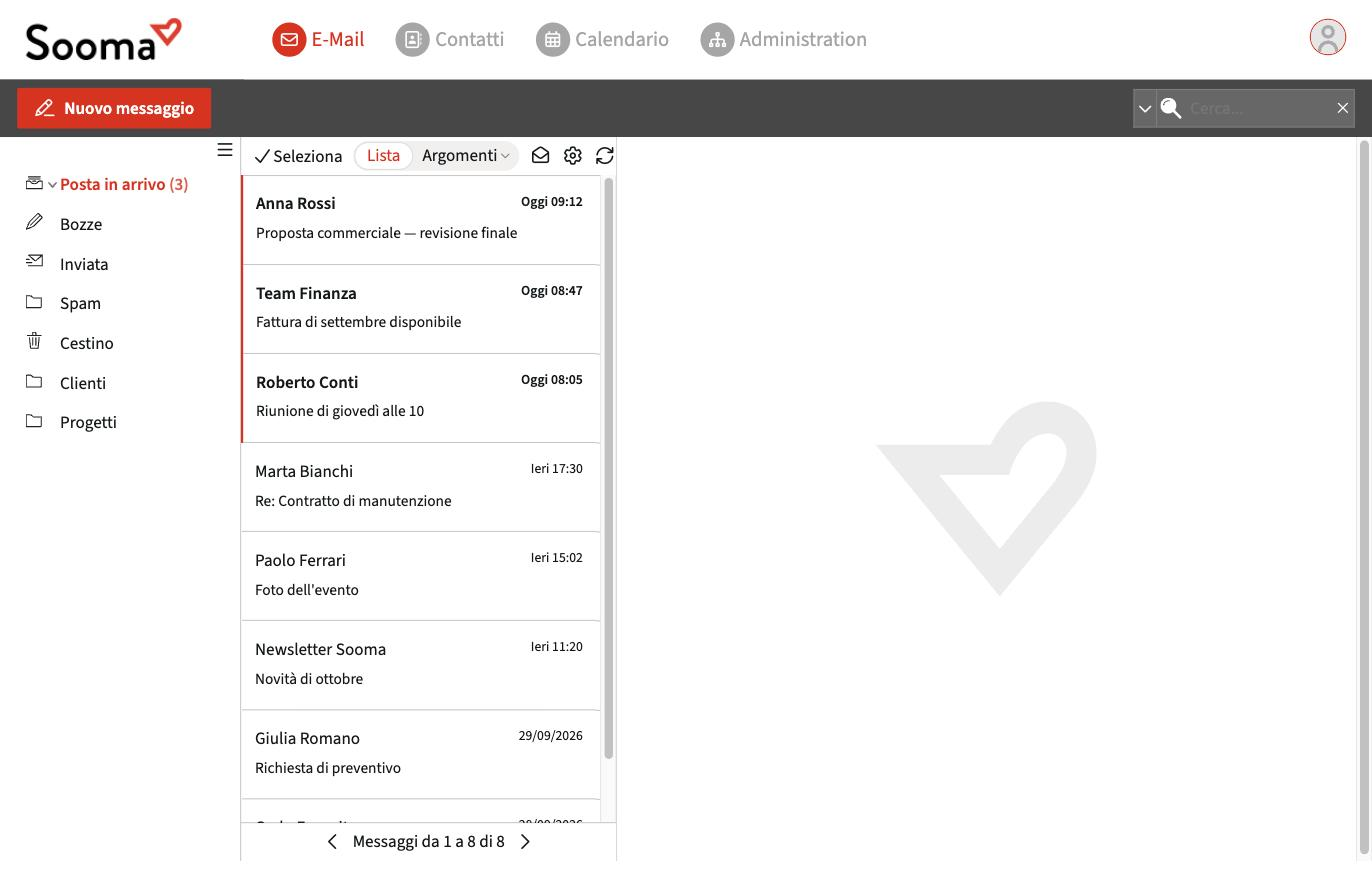 Vista generale del webmail