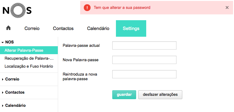 Alterar a palavra-passe